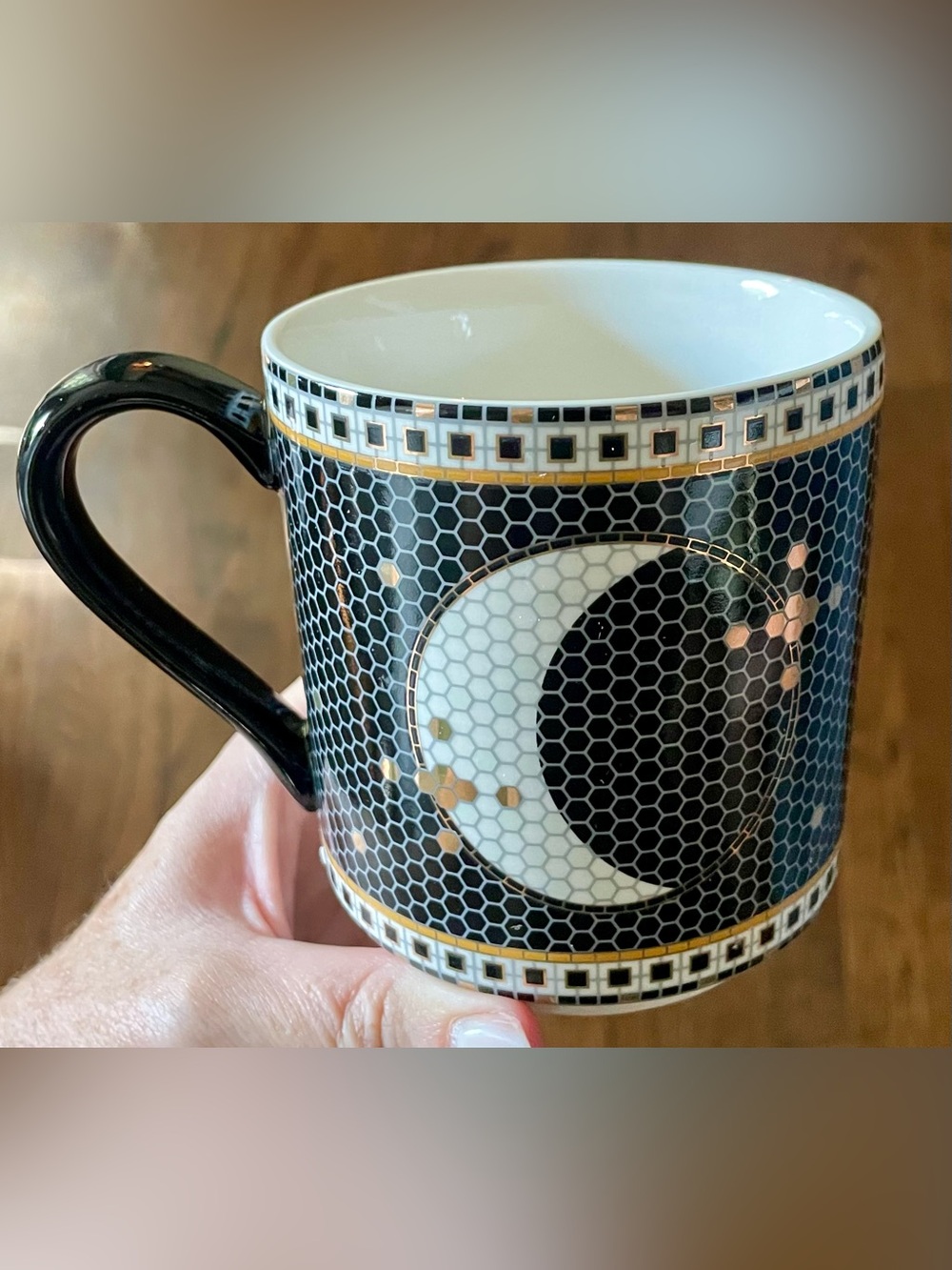 Anthropologie Bistro Tile Owl Moon Halloween Mug